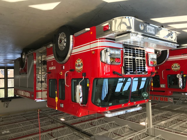 Fire Pumper Truck in Fire Hall